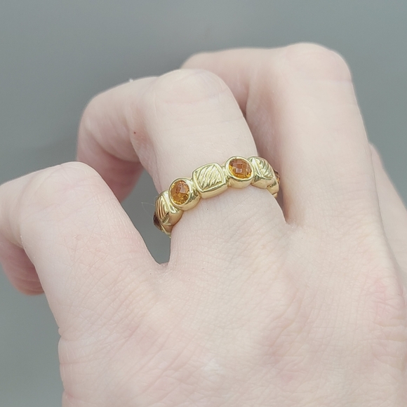 David Yurman Chiclet Band Ring With Citrine in 18k Gold - Picture 10 of 13